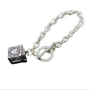 Bracelet | Fashion Jewelry | Silver with Prayer Box Charm | 7.5"